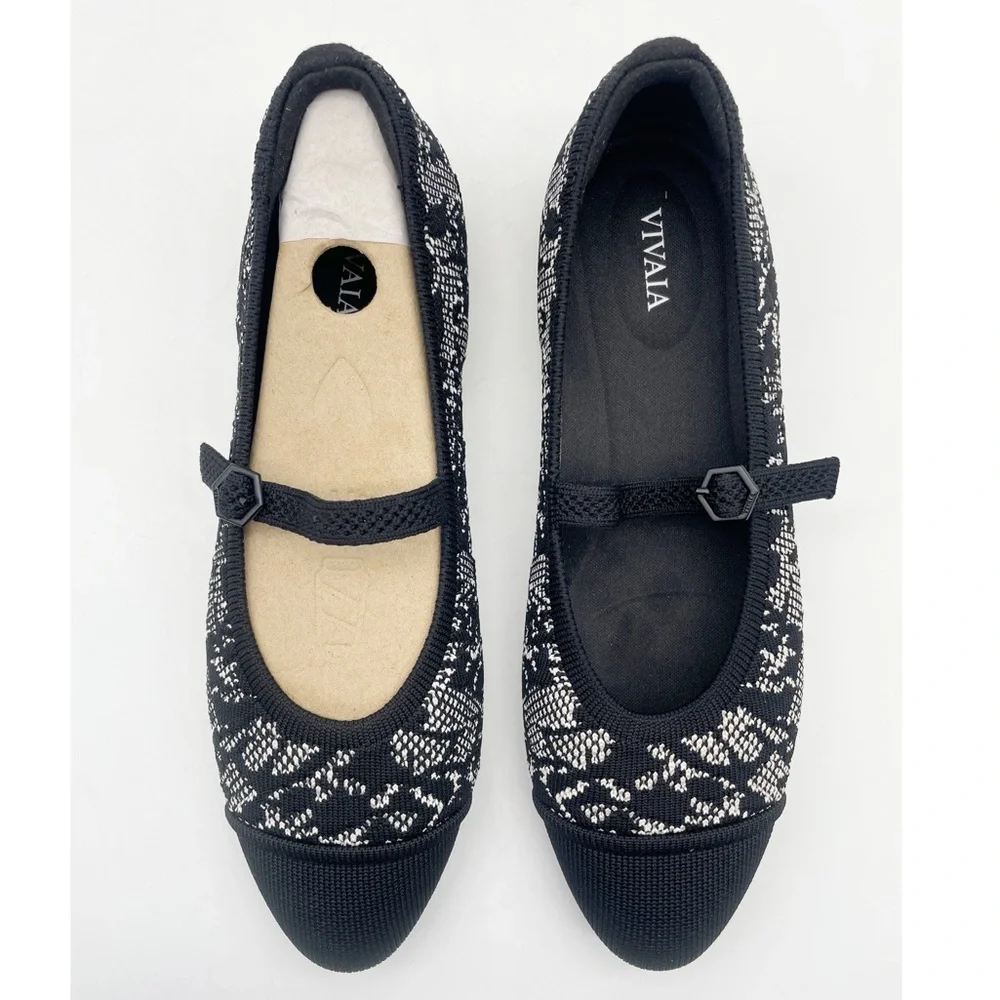 VIVAIA Mary Jane Tamia Almond Toe Black Lace - Picture 6 of 13